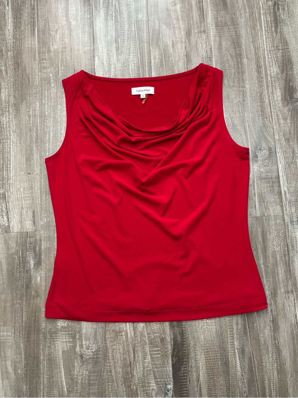 Calvin Klein Red Draped Neck Sleeveless Camisole